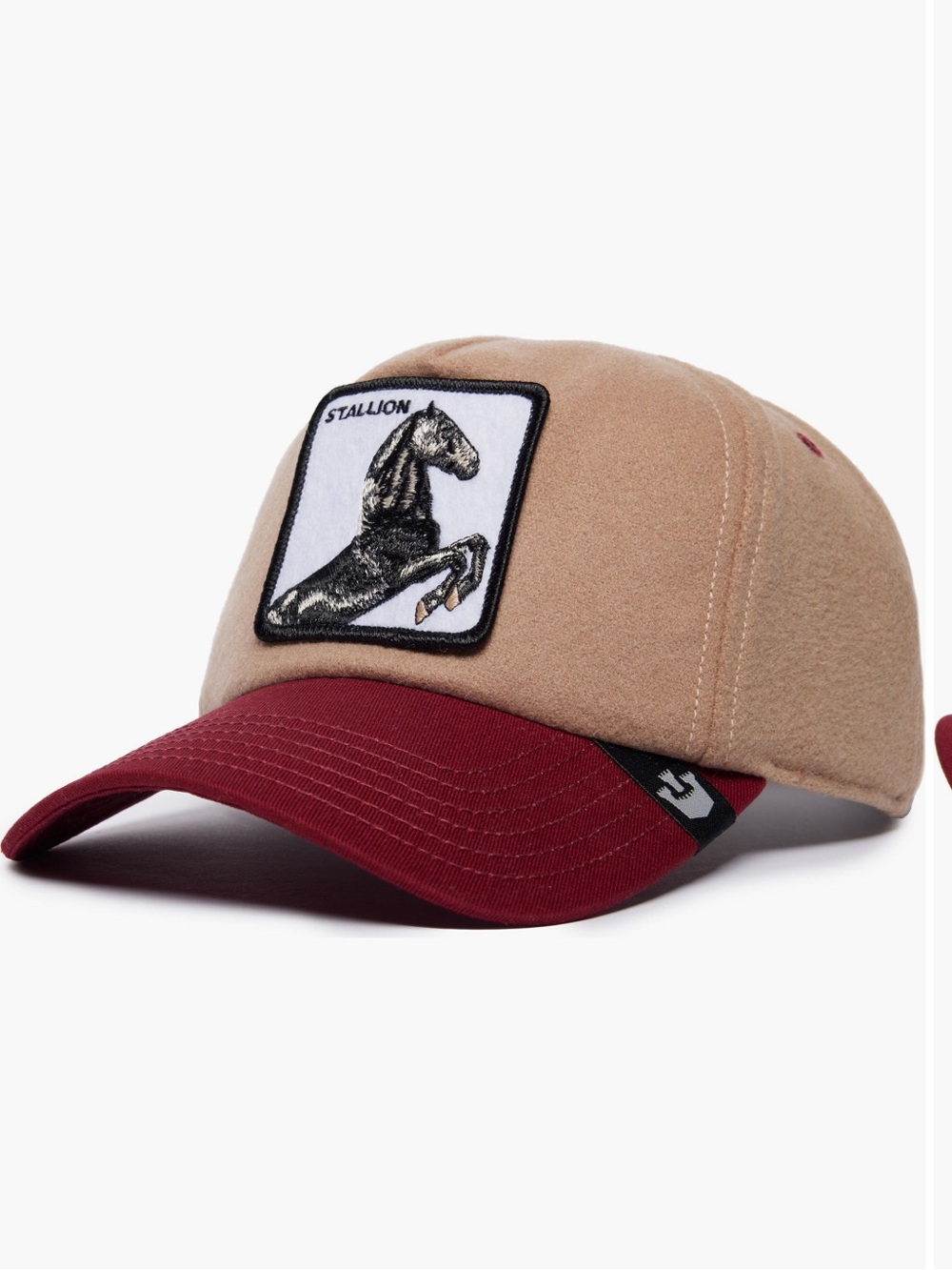Goorin Bros Free Rider Stallion Patch Two-Tone Baseball Cap Tan & Burgundy NWT
